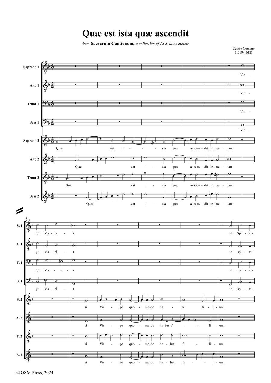 Gussago-Quæ est ista quæ ascendit,for A cappella 4-Part scores gallery preview page 2