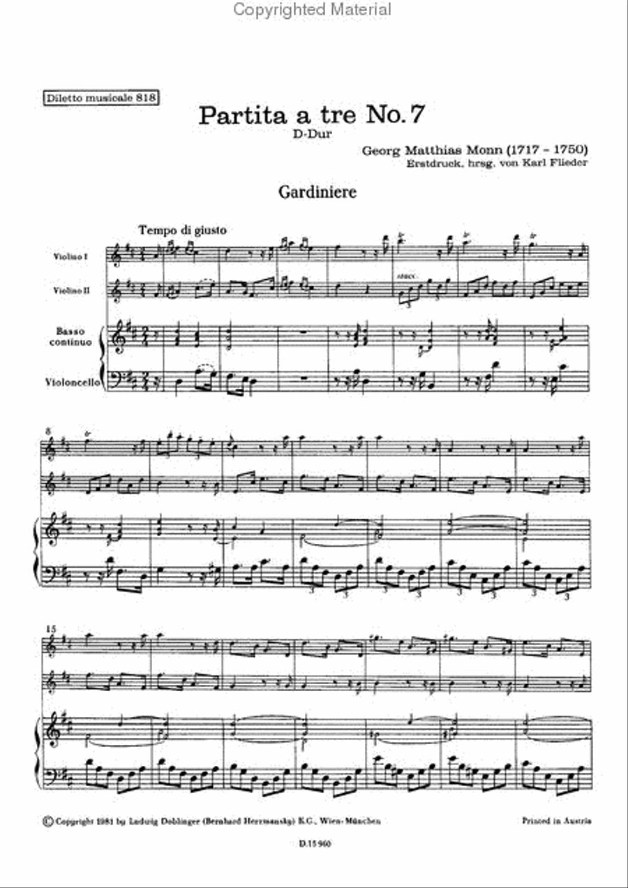 Partita a tre No. 7 D-Dur Violin scores gallery preview page 2