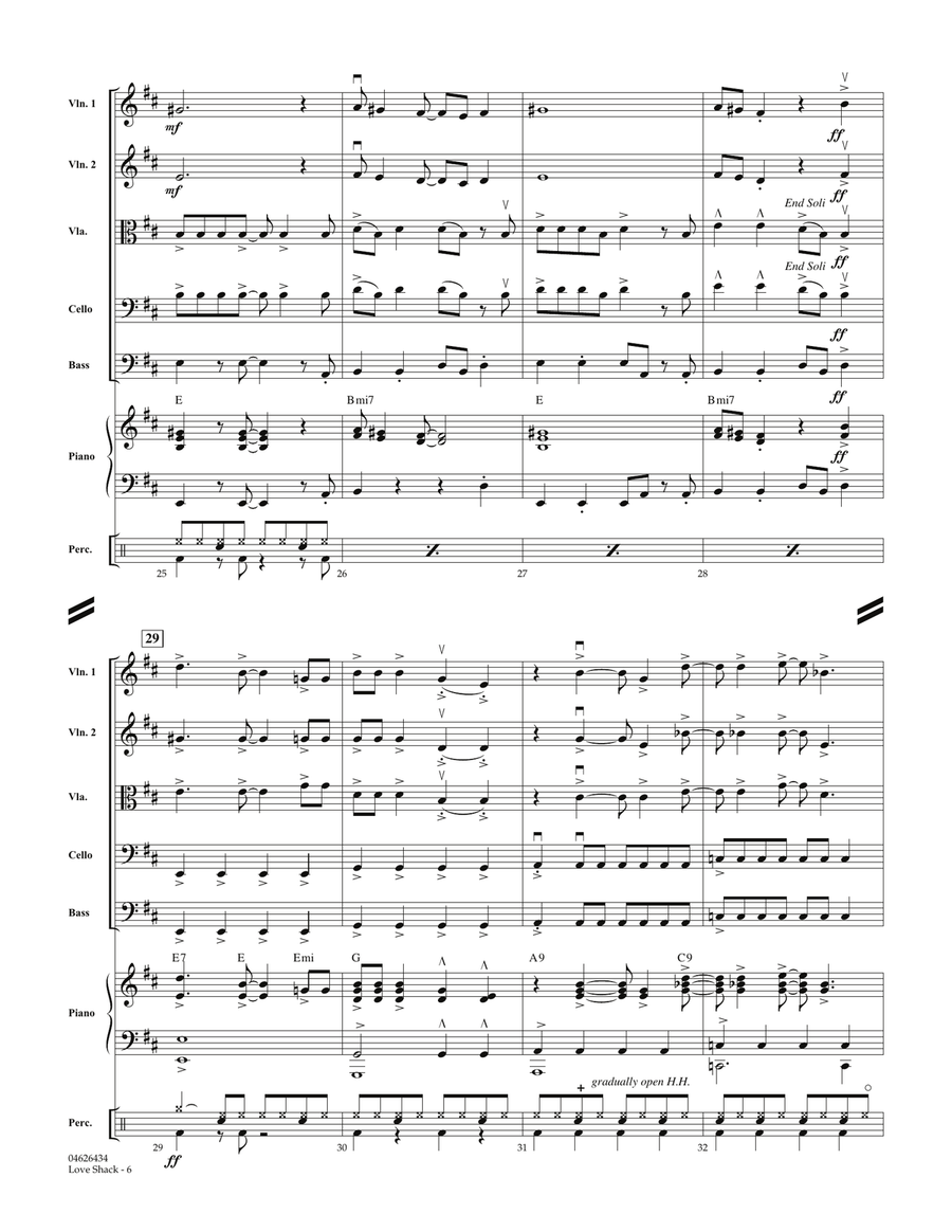 Love Shack - Full Score Love Shack - Full Score Orchestra scores gallery preview page 5