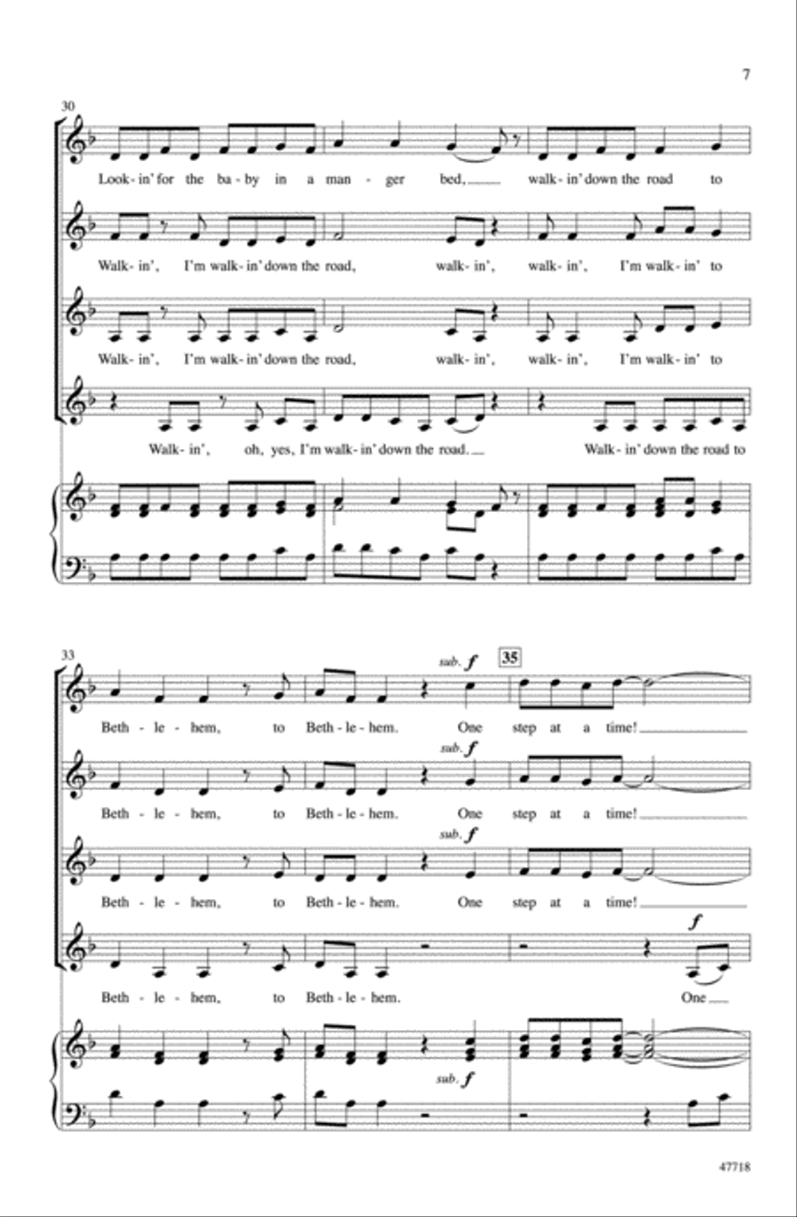 Walkin' Down the Road to Bethlehem Choir scores gallery preview page 6