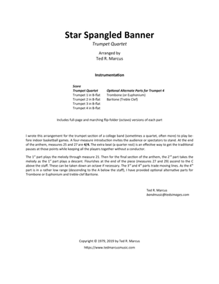 Star Spangled Banner (Trumpet Quartet or Trumpet Section)