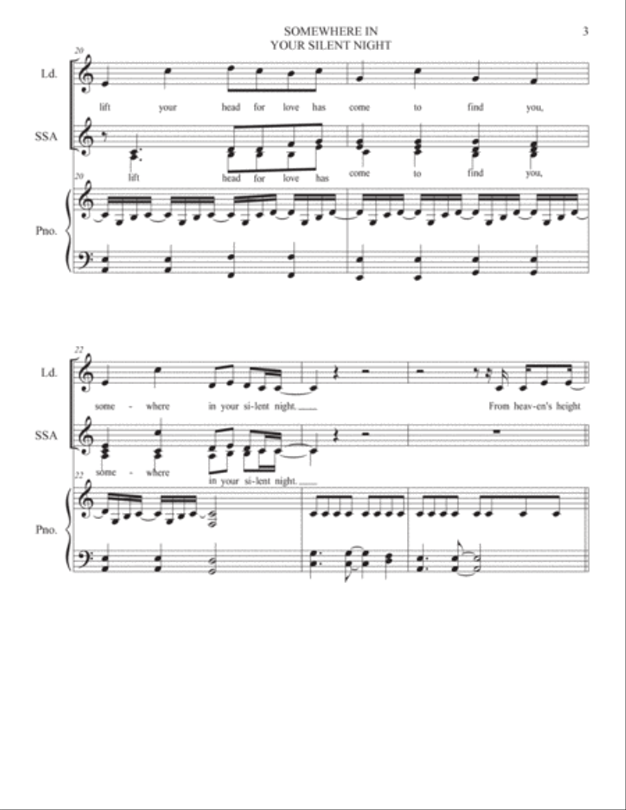 Somewhere In Your Silent Night SSA scores gallery preview page 4