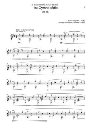 Book cover for Erik Satie - Three Gymnopédies. Arrangement for Classical Guitar.