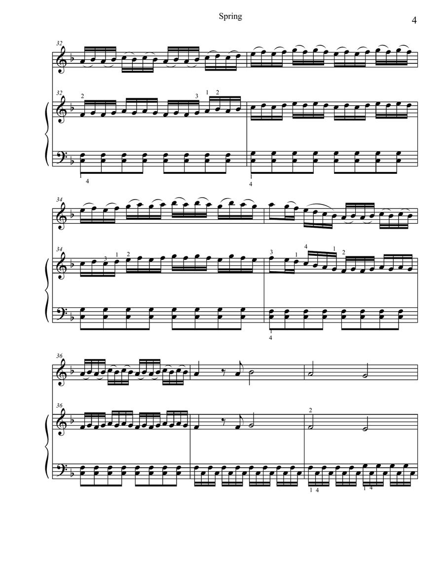 Classical Duets for Recorder & Piano: Spring from Vivaldi's Four Seasons Woodwind Duet scores gallery preview page 4