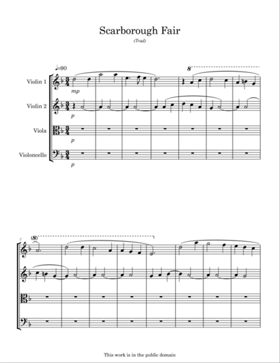 Scarborough Fair Scarborough Fair String Quartet scores gallery preview page 2