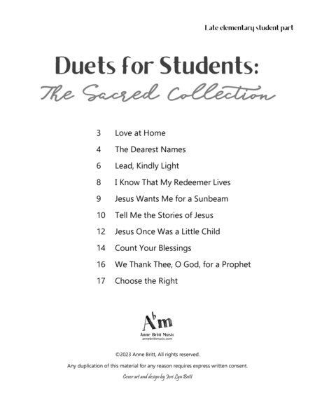 Duets for Students: The Sacred Collection (late elementary student book) image number null