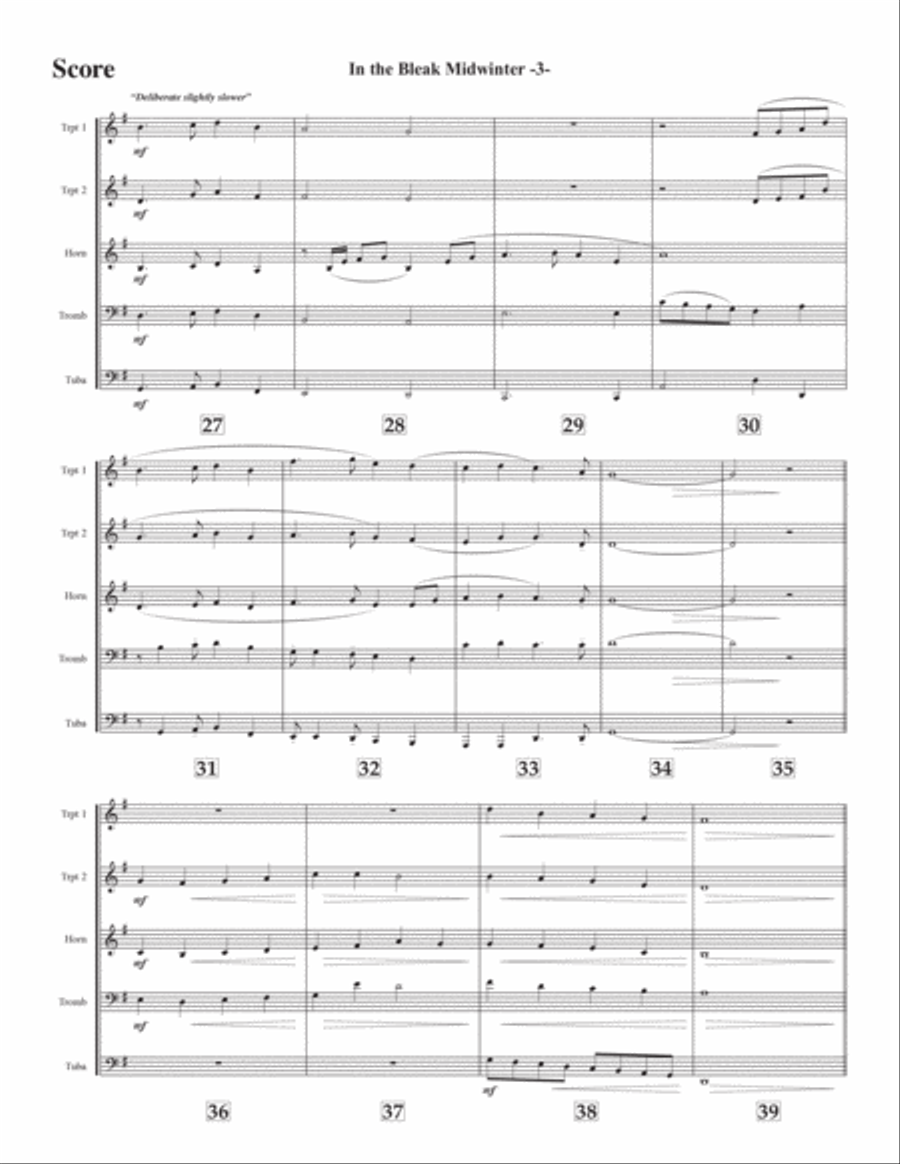 In the Bleak Midwinter for brass quintet Brass Quintet scores gallery preview page 3