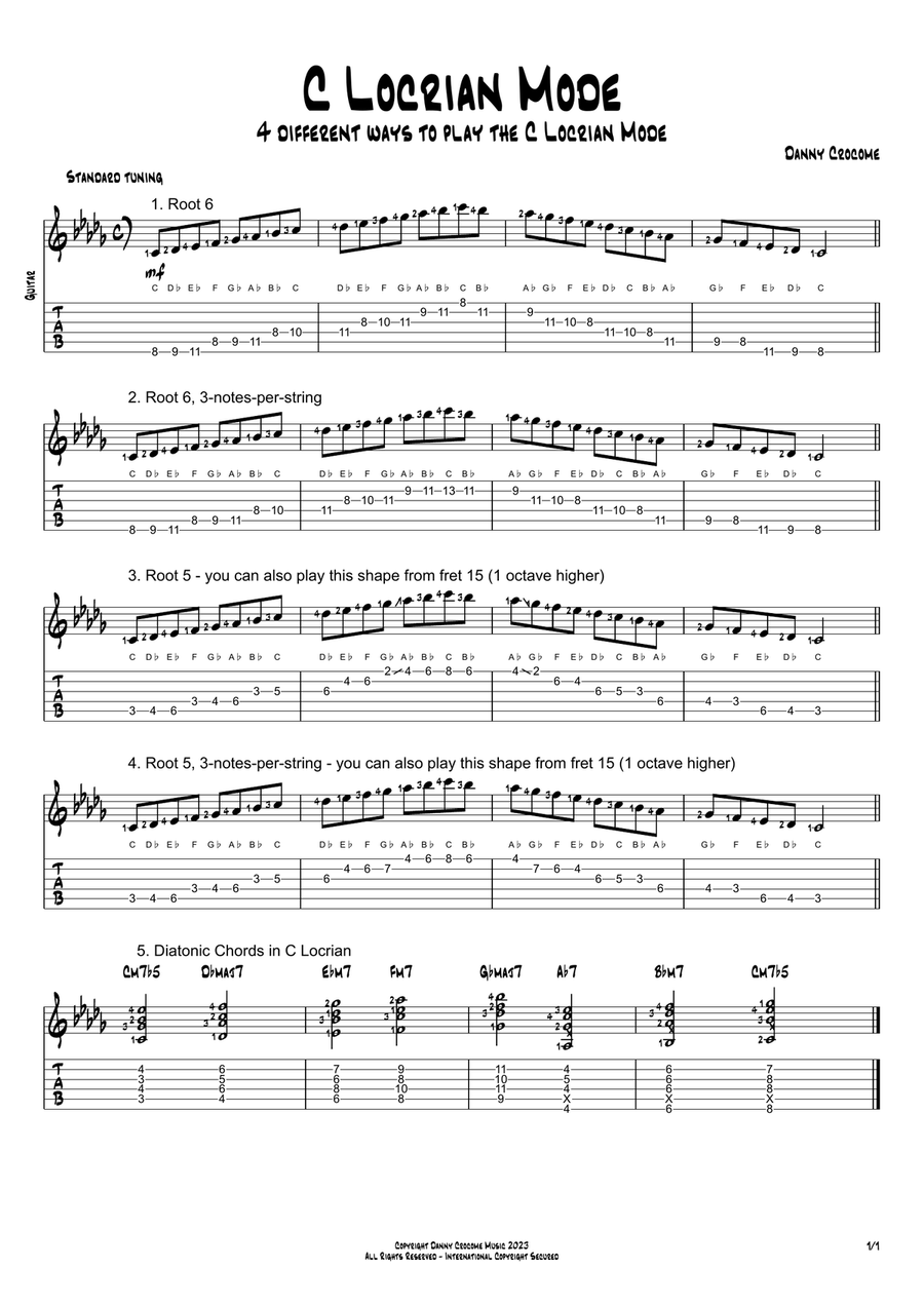 The Locrian Mode In All Keys (4 Ways To Play) Electric Guitar scores gallery preview page 2