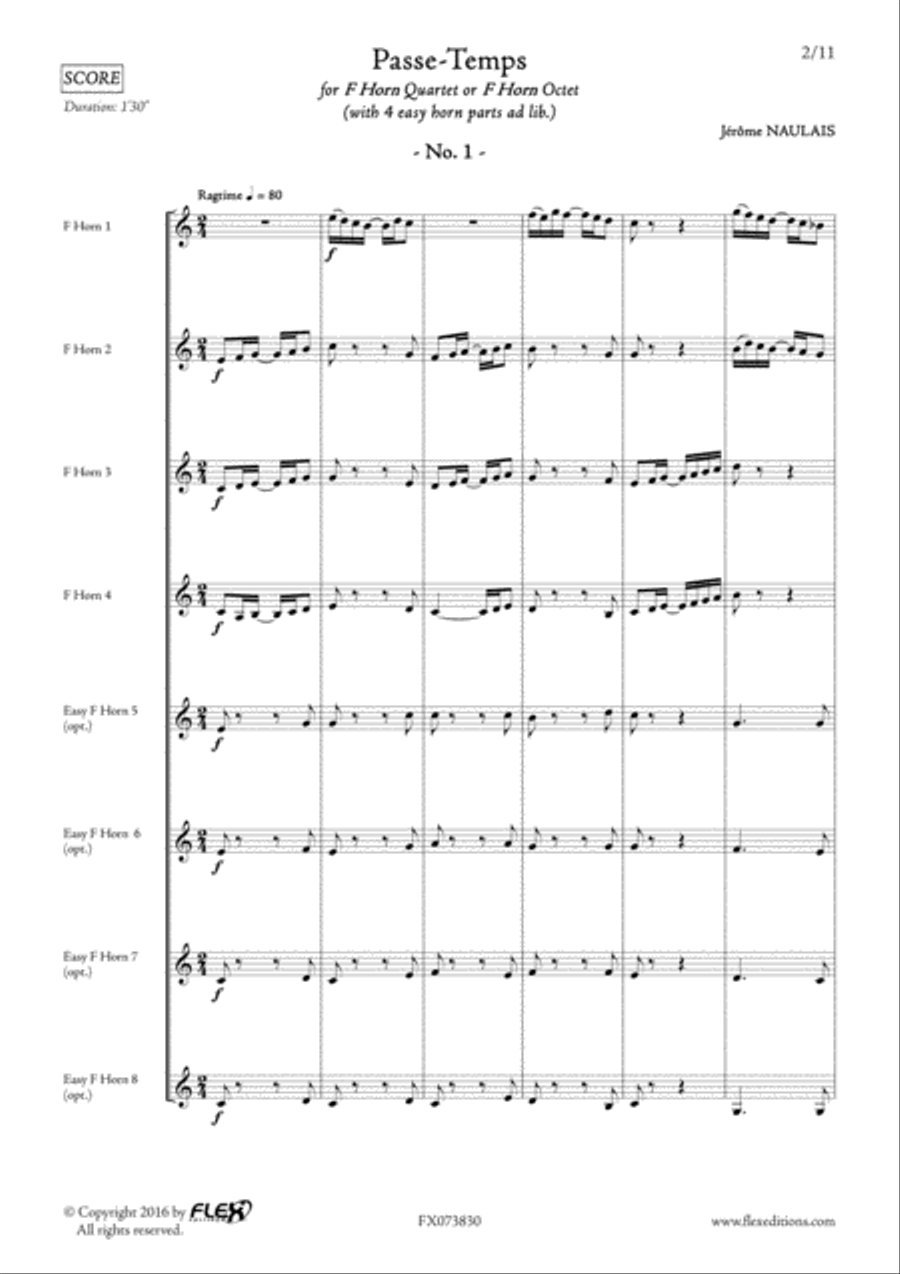 Passe-Temps No. 1 Chamber Music scores gallery preview page 2