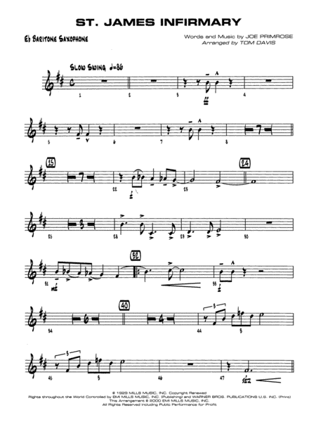 St. James Infirmary: E-flat Baritone Saxophone