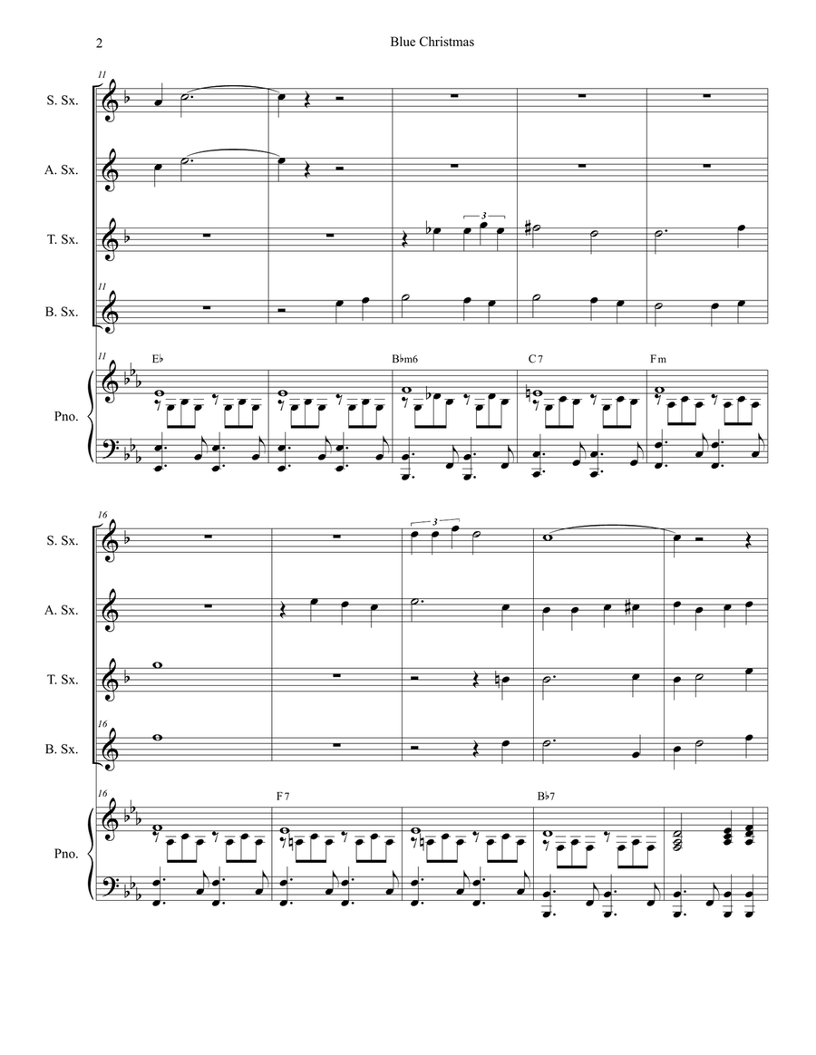 Blue Christmas Blue Christmas Saxophone Quartet scores gallery preview page 2