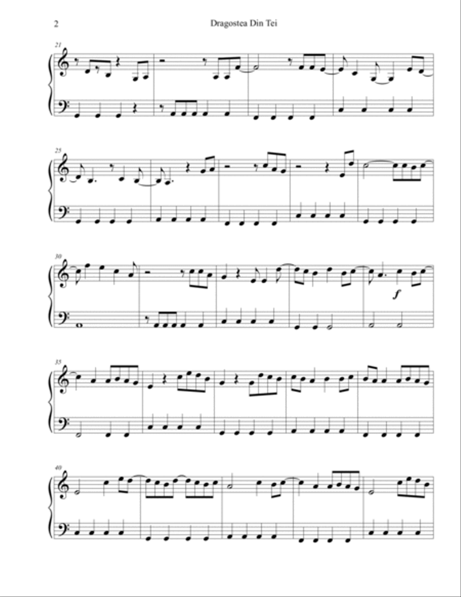 Dragostea Din Tei Dragostea Din Tei Easy Piano scores gallery preview page 2