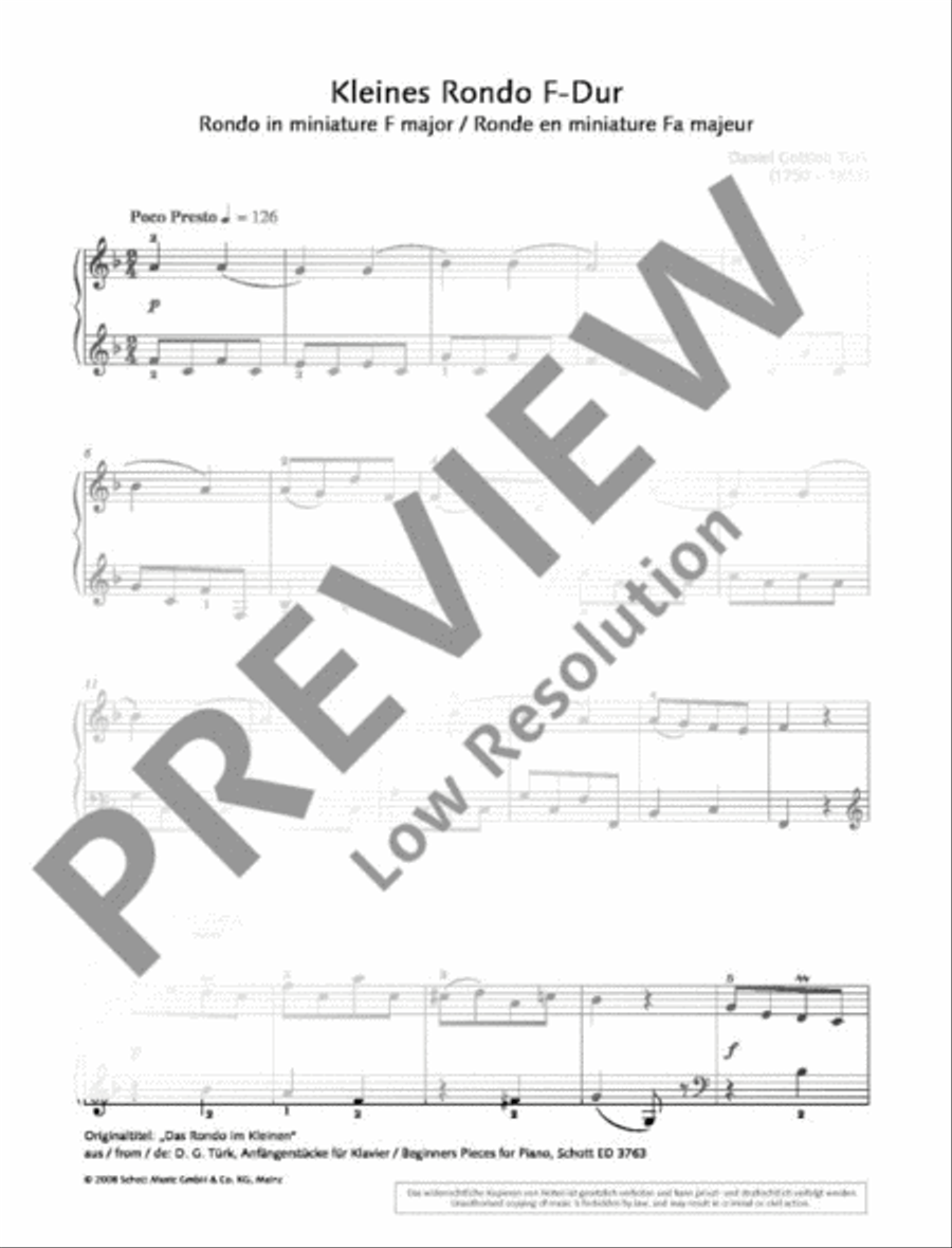 Rondo in miniature F major Piano Solo scores gallery preview page 2