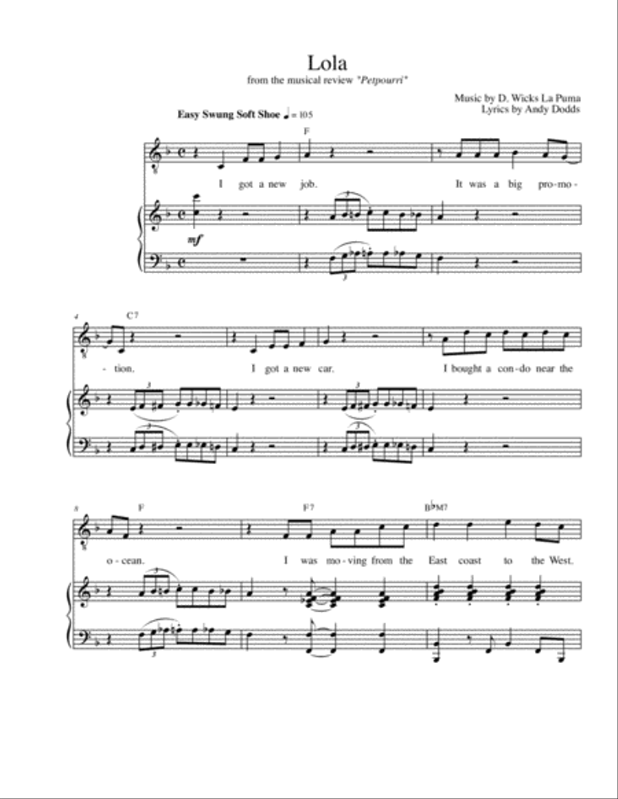 Lola Lola Tenor Voice scores gallery preview page 1