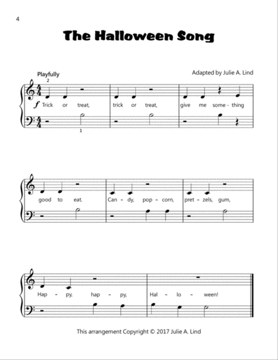 Halloween Piano Solos for Kids Easy Piano scores gallery preview page 5