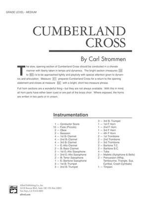 Cumberland Cross: Score