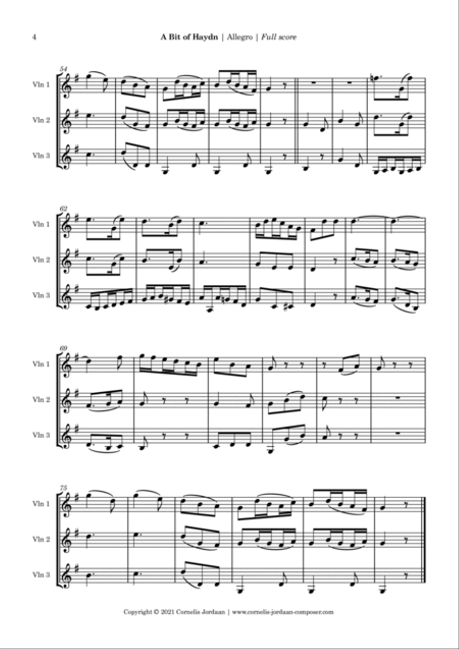 A Bit of Haydn - a short divertimento for violin trio String Trio scores gallery preview page 4