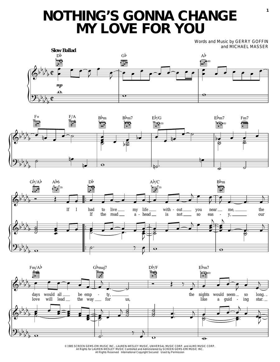 Nothing's Gonna Change My Love For You Piano, Vocal, Guitar scores gallery preview page 1