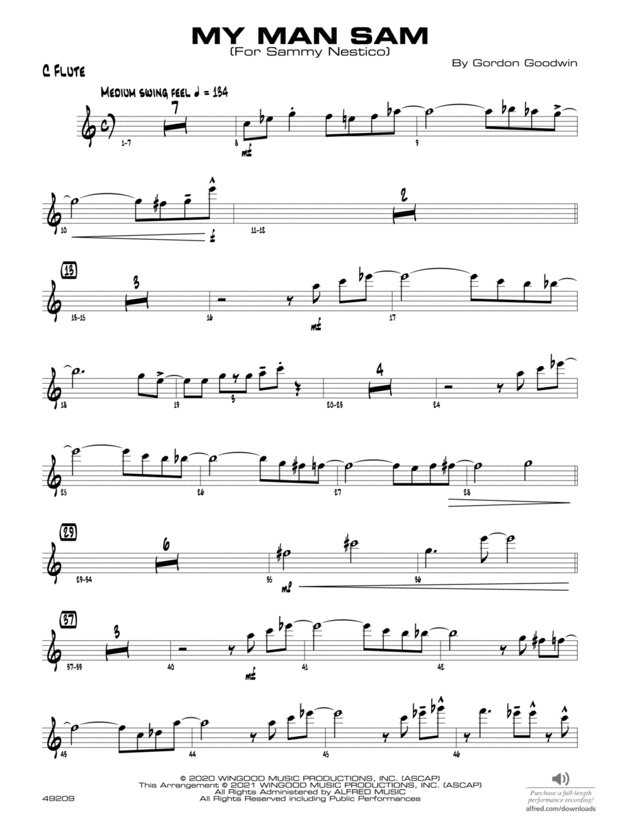 My Man Sam: Flute 3-Part scores gallery preview page 1