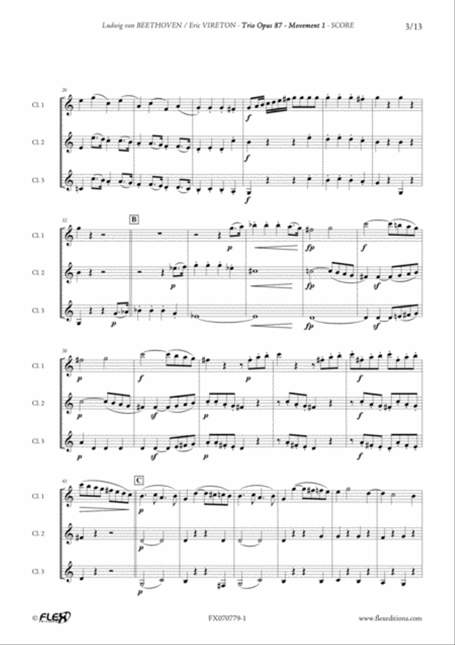 Trio Opus 87 - Mvt 1 Trio Opus 87 - Mvt 1 Clarinet Trio scores gallery preview page 3