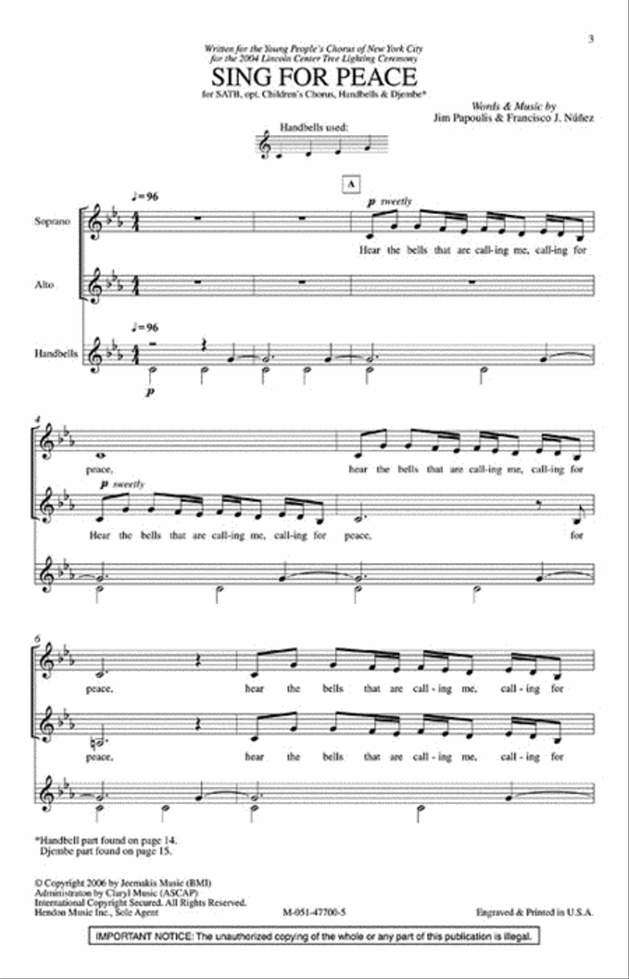 Sing for Peace Sing for Peace 4-Part scores gallery preview page 2