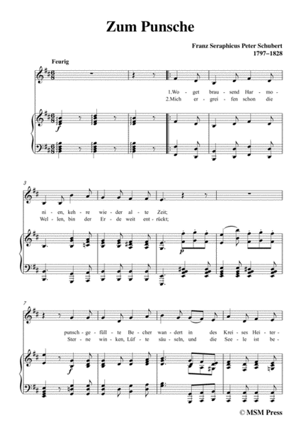 Schubert-Zum Punsche,in b minor,for Voice&Piano image number null