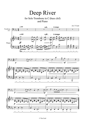 Deep River for Trombone in C Solo (bass Clef) and Piano