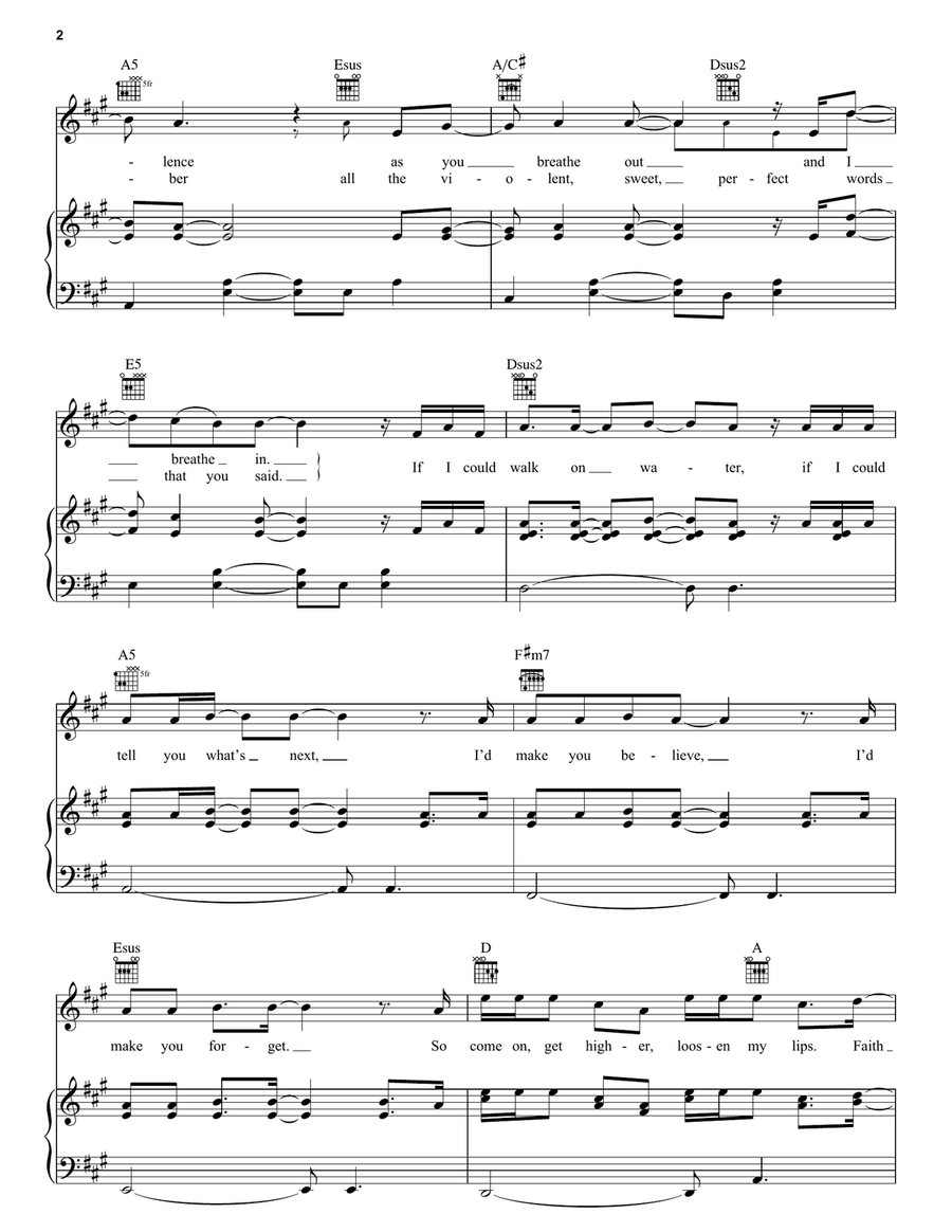Come On Get Higher Piano, Vocal, Guitar scores gallery preview page 2