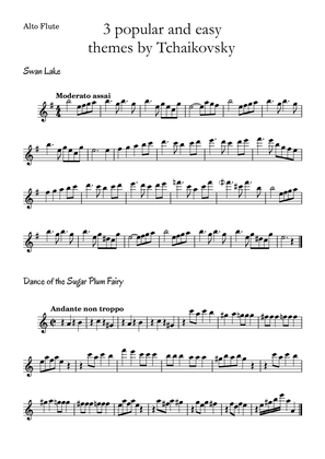 3 popular and easy themes by Tchaikovsky with accompaniment and chord symbols for Alto Flute
