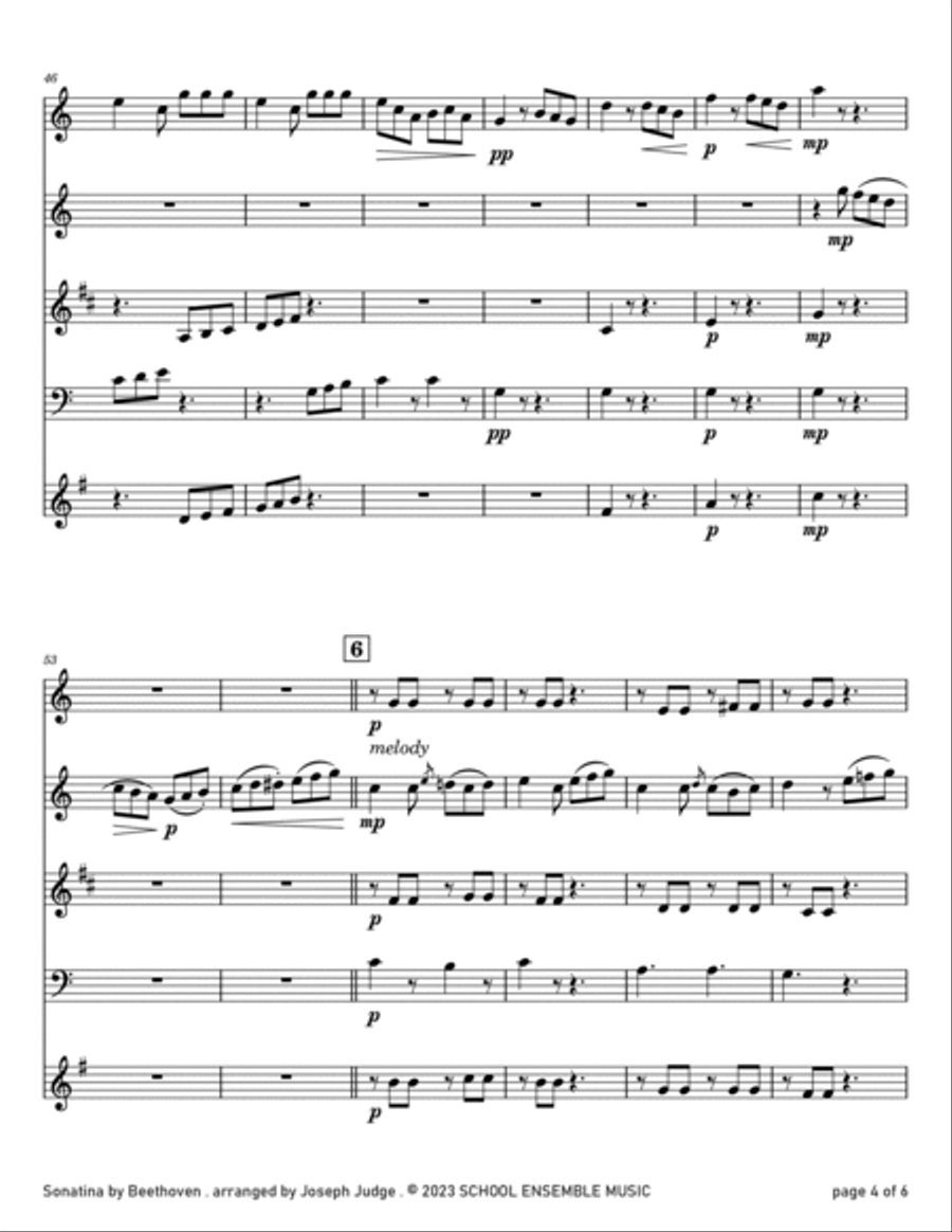 Sonatina by Beethoven for Woodwind Quartet in Schools Woodwind Quartet scores gallery preview page 4