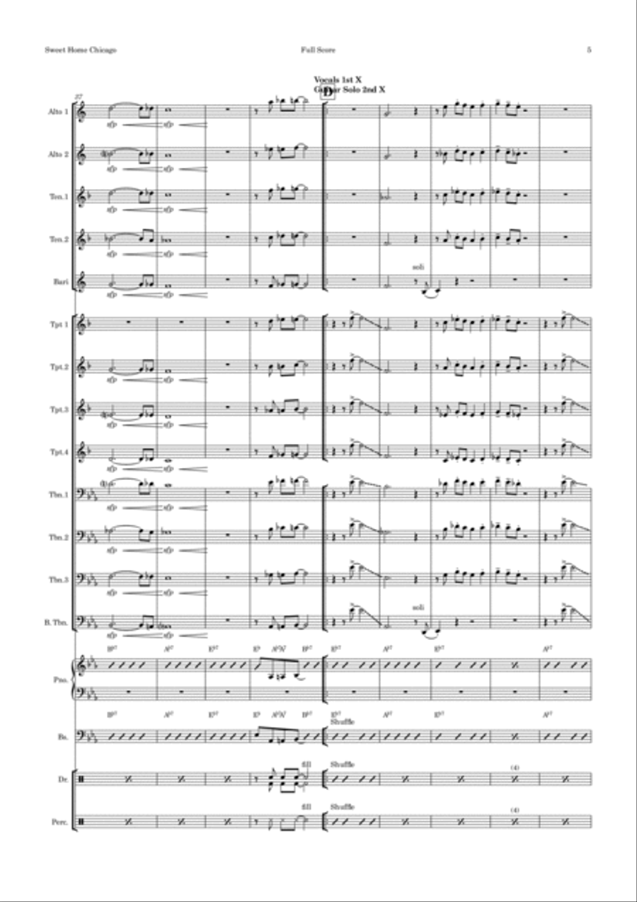 Sweet Home Chicago Saxophone scores gallery preview page 5