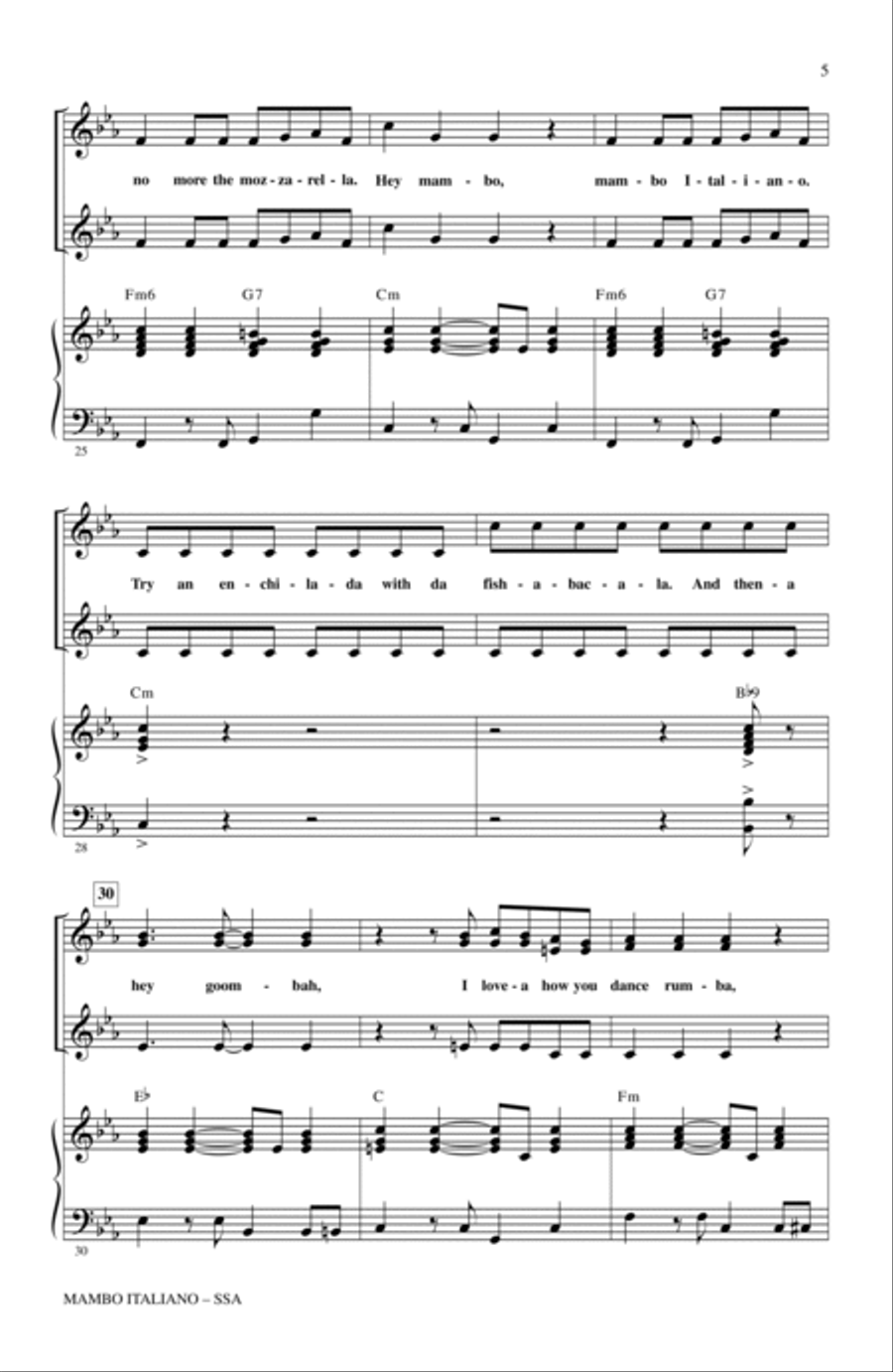 Mambo Italiano (arr. Alan Billingsley) SSA scores gallery preview page 4