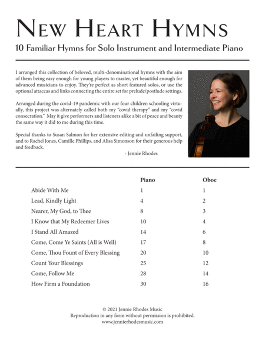 New Heart Hymns: 10 Familiar Hymns for Solo Oboe and Intermediate Piano image number null