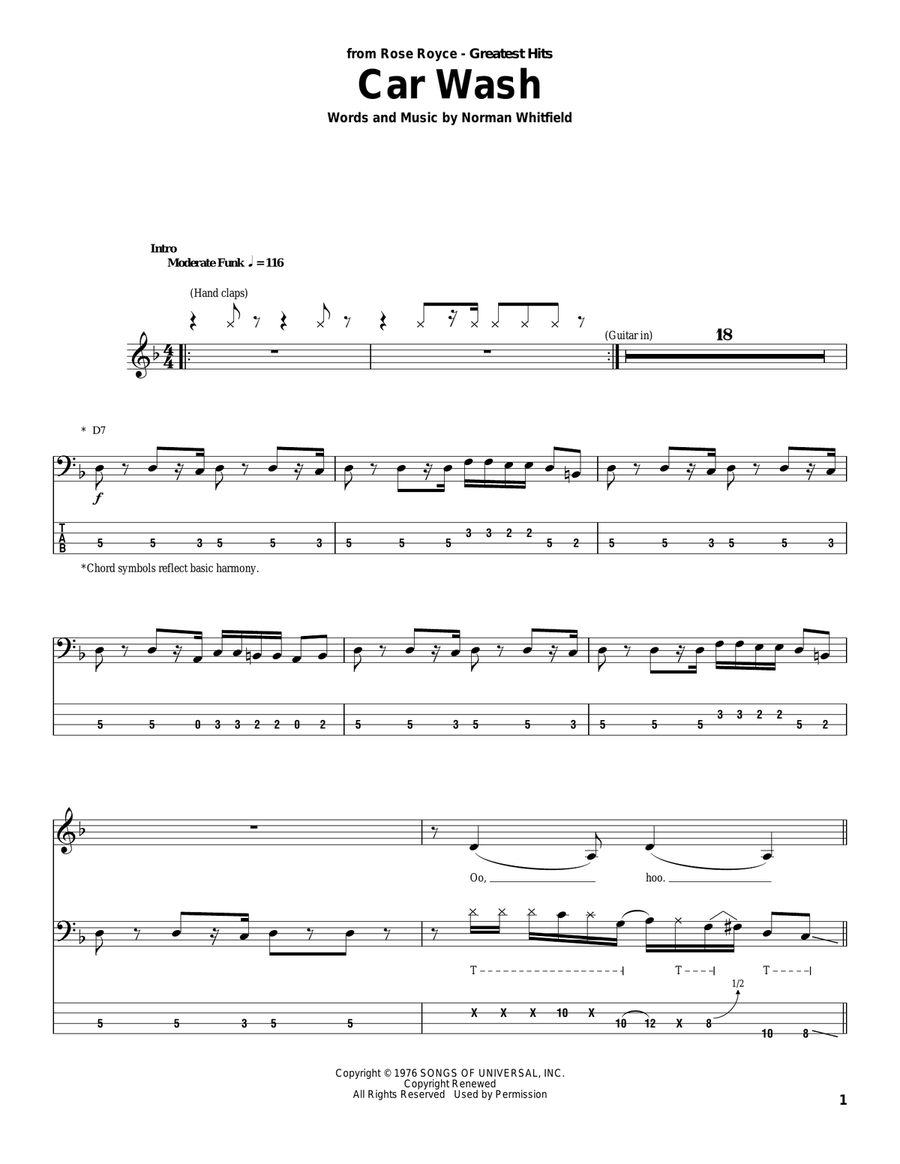 Car Wash Acoustic Guitar scores gallery preview page 1