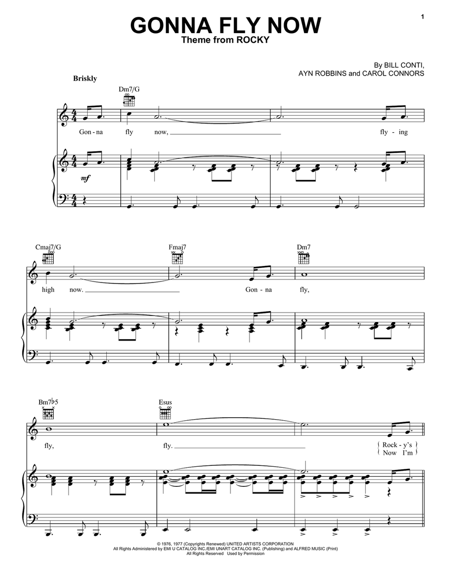 Gonna Fly Now (Theme from Rocky) Piano, Vocal, Guitar scores gallery preview page 1