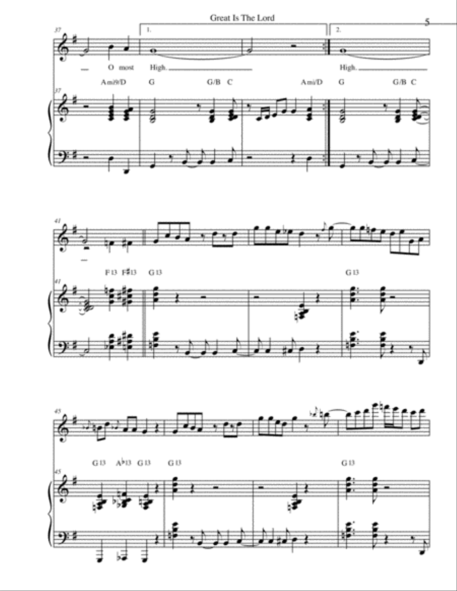 Great is the Lord Piano, Vocal, Guitar scores gallery preview page 5