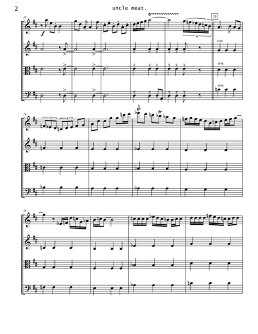 Uncle Meat Uncle Meat String Quartet scores gallery preview page 2