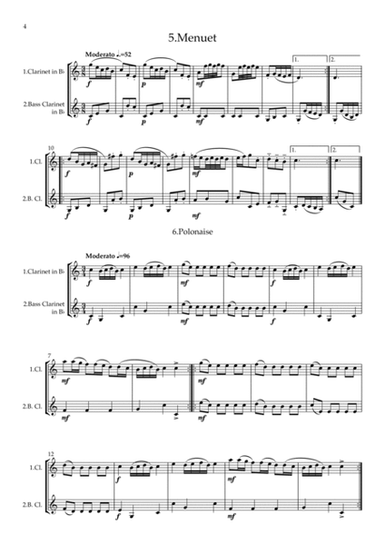 Mozart (Leopold): Notenbuch für Wolfgang (Notebook for Wolfgang) (Nos.1 - 12) - clarinet duet image number null