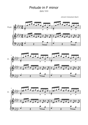 Book cover for Prelude in F minor - BWV 999 - Flute