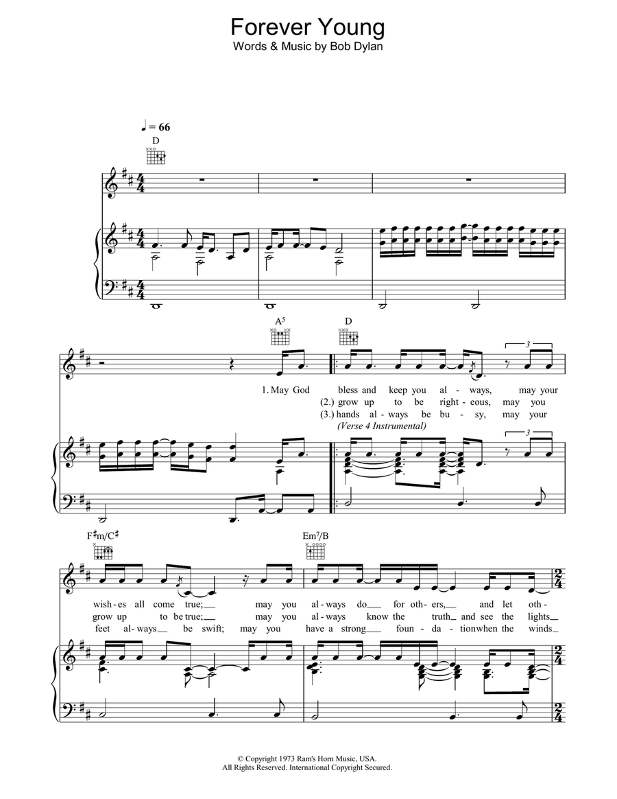 Forever Young Forever Young Piano, Vocal, Guitar scores gallery preview page 1