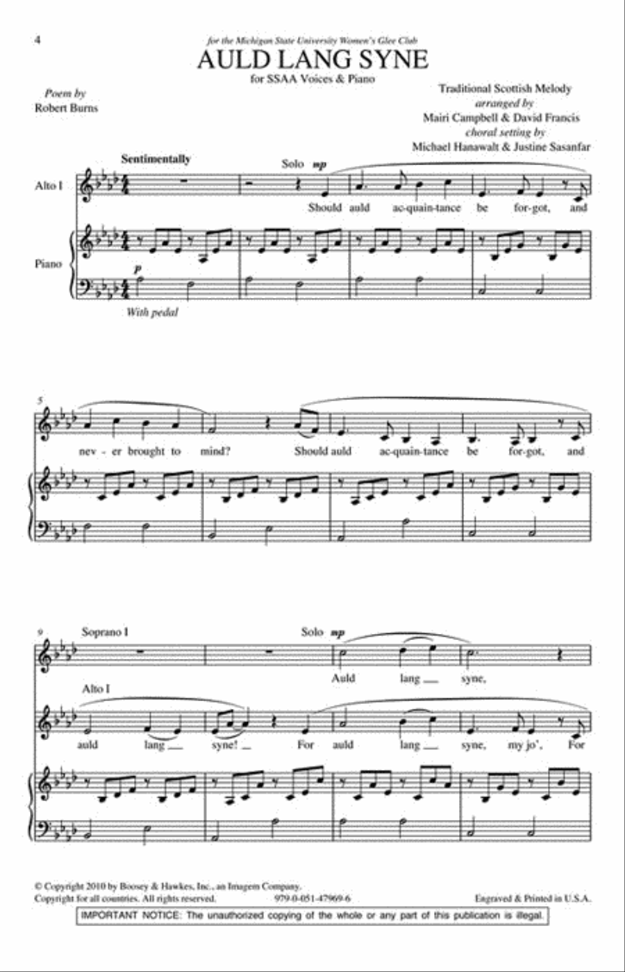 Auld Lang Syne SSAA scores gallery preview page 2