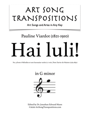 VIARDOT: Hai luli! (transposed to G minor)