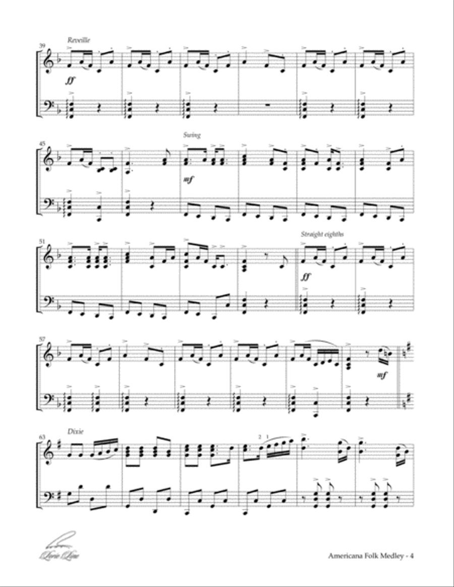 Americana Folk Medley Americana Folk Medley Piano Solo scores gallery preview page 4