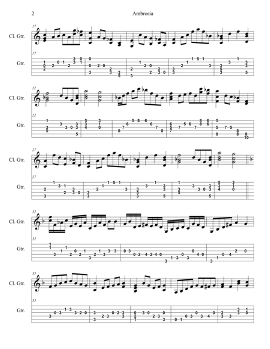 Ambrosia Guitar Tablature scores gallery preview page 2