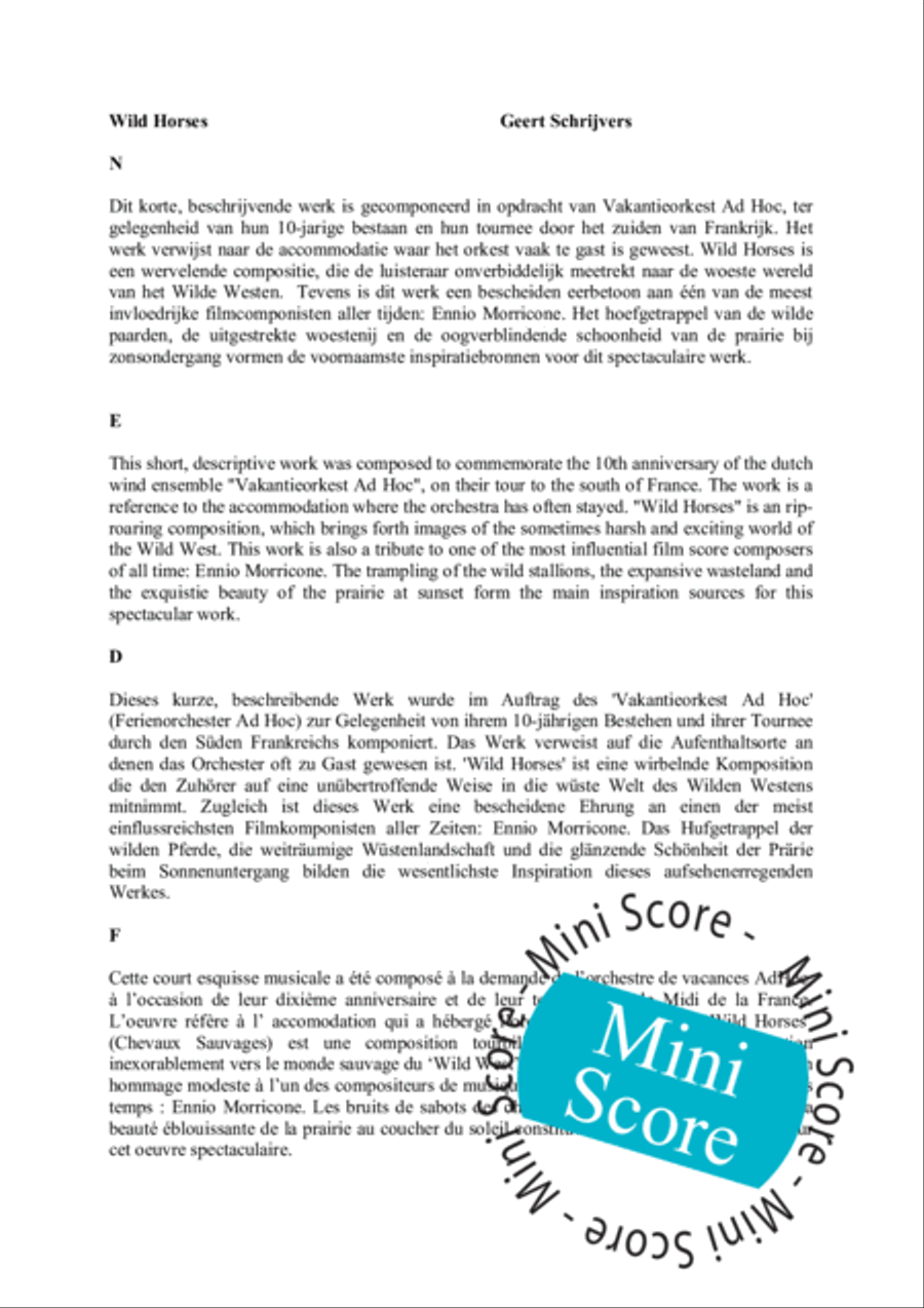 Wild Horses Fanfare Band scores gallery preview page 5