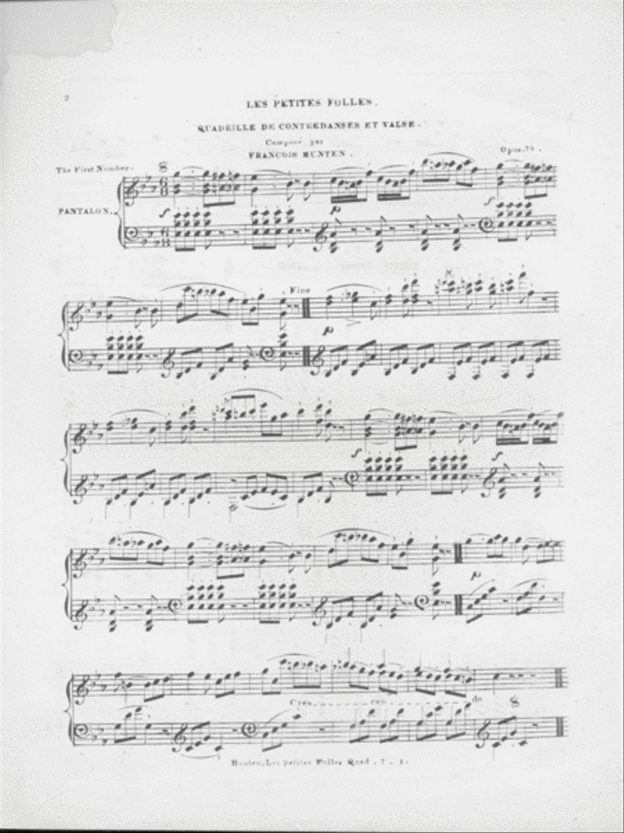 Quadrille de Contredanses et Valse Piano Solo scores gallery preview page 2
