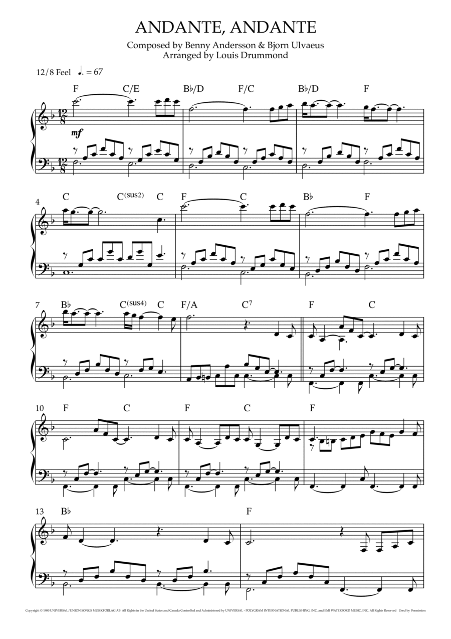 Andante, Andante Piano Solo scores gallery preview page 1