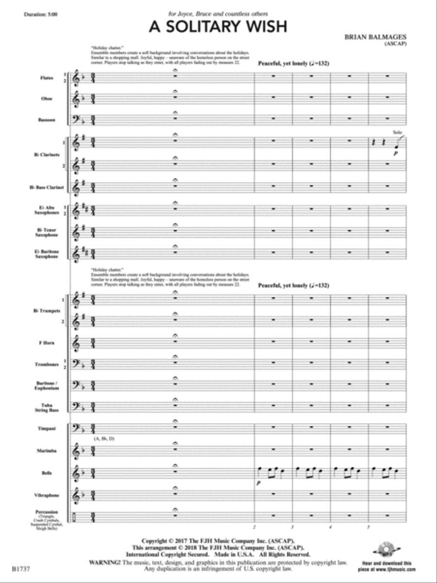 A Solitary Wish: Score Concert Band scores gallery preview page 4