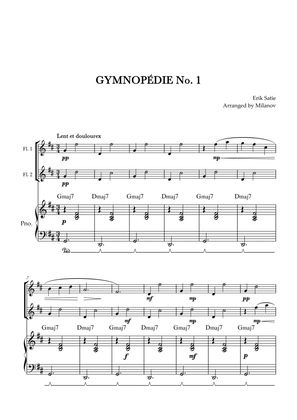 Gymnopédie no 1 | Flute Duet | Original Key | Chords | Piano accompaniment |Easy intermediate