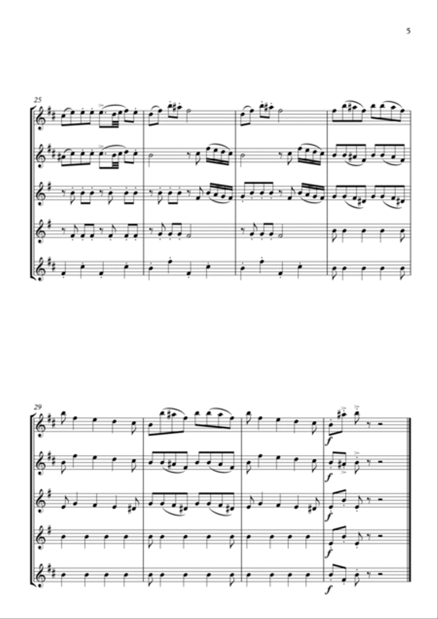 Dance of the Little Swans Saxophone Quintet scores gallery preview page 5